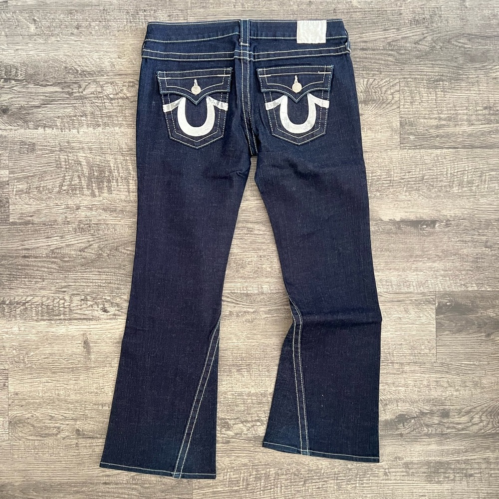 NWOT True Religion Joey Sequin Pocket Dark Wash Denim Flare Vintage Y2K Jeans 30